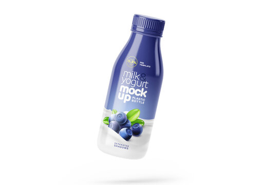Full Wrap Small Plastic Yogurt or Milk Bottle Mockup for Design and Branding Projects