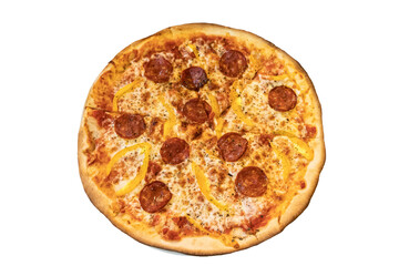 Sausage cheese pepperoni pizza with bell pepper
