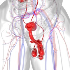 Male Reproductive System Anatomy For Medical Concept 3D Rendering
