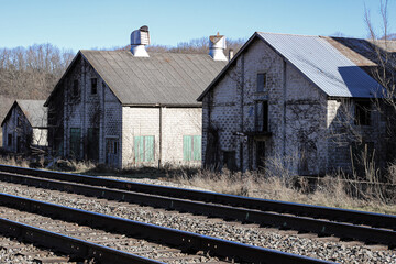 Fototapeta na wymiar Old Buildings by the Tracks