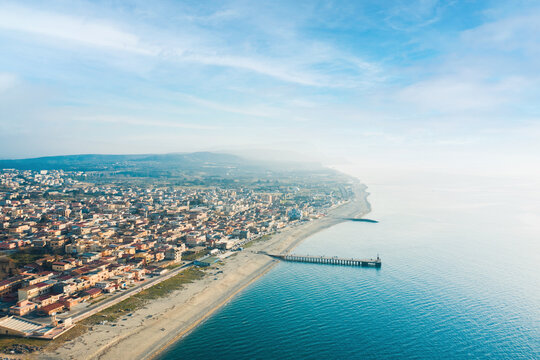 Aerial view of city of Gioia Tauro, Calabria Italy