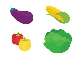 Vegetables set. Isometric vector illustration in flat design.