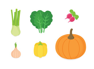 Vegetables set. Isometric vector illustration in flat design.