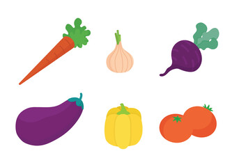 Vegetables set. Isometric vector illustration in flat design.
