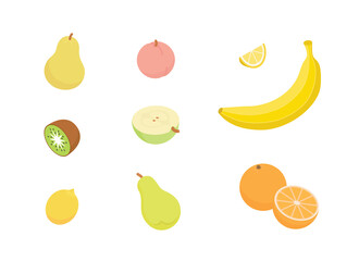 Fruits set. Isometric vector illustration in flat design.