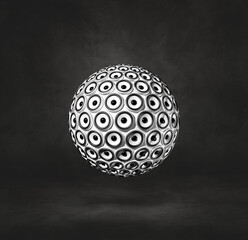 Speakers sphere on a black studio background