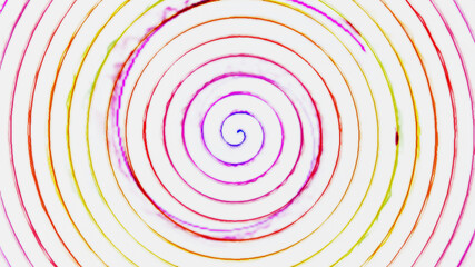 A lollipop-style hypnotic spiral illustration, with colors spilling from the curve. Vintage 1960s vibes.
