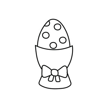 recommend clip art: Easter doodle, painted eggs in a festive poached egg bowl, linear vector illustration. hand drawn style symbols and objects, simple, black drawing for sticker, Easter Egg, decor, postcards, icons, col