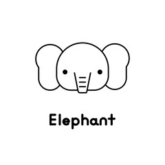 Cute elephant face. Little elephant in cartoon style. Vector illustration
