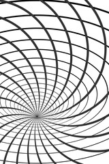 Abstract Black and White Pattern with Spiral. Contrasty Optical Psychedelic Illusion. Smooth Framed Lines. Raster. 3D Illustration