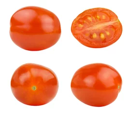 Crédence de cuisine en verre imprimé Doux monstres Ensemble de petites tomates cerises isolées sur fond blanc.