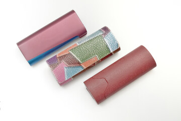 Glasses cases isolated on white background