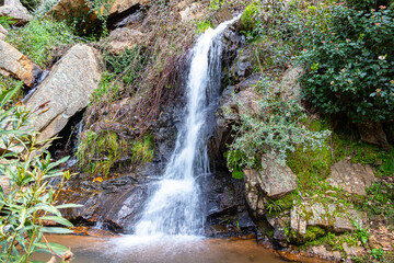 View of Chorros de Joyarancon waterfall in Santa Ana la Real village, Huelva, Andalusia, Spain © Alfredo