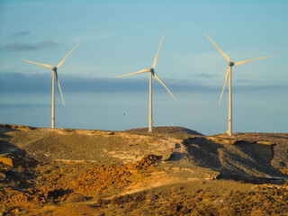 wind turbines in the mountains