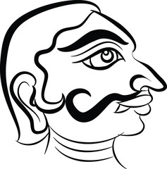 Madhubani Indian traditional art on linen fabrics. beautiful colorful faces for textile printing It can be used for a coloring book, textile/ fabric prints, phone case, greeting card. logo, calendar.