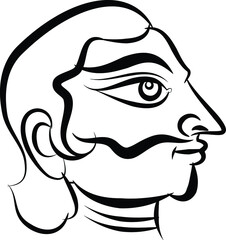 Madhubani Indian traditional art on linen fabrics. beautiful colorful faces for textile printing It can be used for a coloring book, textile/ fabric prints, phone case, greeting card. logo, calendar.