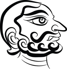 Madhubani Indian traditional art on linen fabrics. beautiful colorful faces for textile printing It can be used for a coloring book, textile/ fabric prints, phone case, greeting card. logo, calendar.