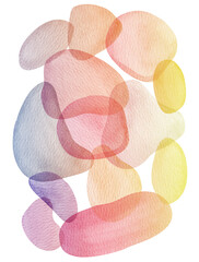 Abstract round shapes, watercolor abstract composition, watercolor abstract background, on white 