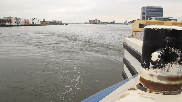 sailing on the IJ river of amsterdam
