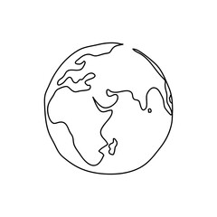 Earth icon with hand drawn lines. Vector illustration