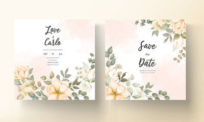 Fototapeta na wymiar Elegant wedding invitation card with floral ornaments