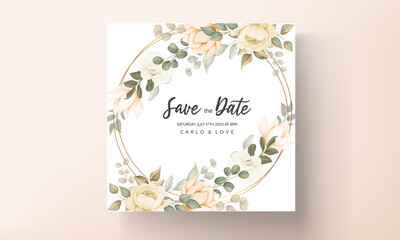Fototapeta na wymiar Elegant wedding invitation card with floral ornaments