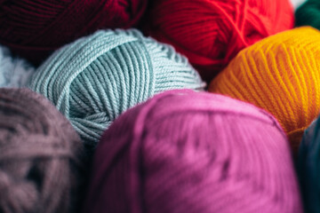 Some colored wool balls on the table