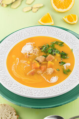 Spicy pumpkin soup with ginger and oranges series picture 01