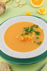 Spicy pumpkin soup with ginger and oranges series picture 02