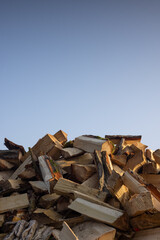 pile of firewood with copy space