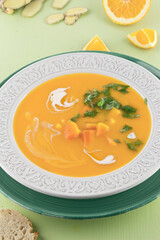 Spicy pumpkin soup with ginger and oranges series picture 03