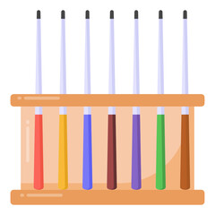 
A cue rack with snooker sticks, flat icon download

