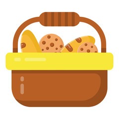 Fototapeta premium A cookies basket icon in flat design