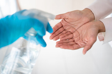 Hand disinfection with hand sanitizer .