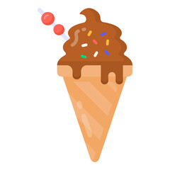 
An ice cream cone flat icon, a yummy dessert

