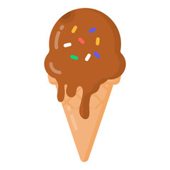 
An ice cream cone flat icon, a yummy dessert

