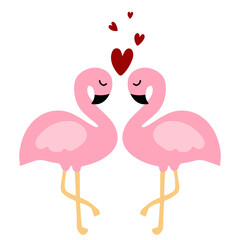 Cute card with flamingos. Love and Valentine's day Background. Vector Illustration
