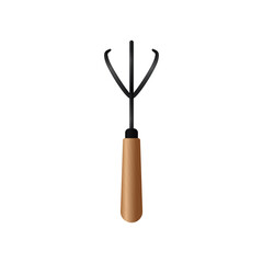 A set of garden tools made of black metal with wooden handles. Vector stock illustration isolated on a white background