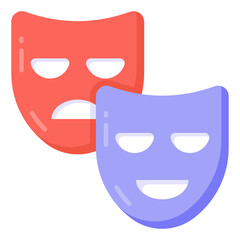 
Face masks, theme party icon in flat vector design 

