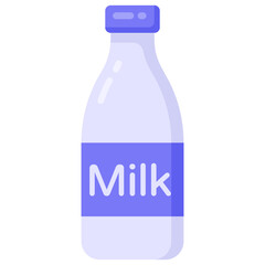 
Milk bottle in flat style icon, dairy product 

