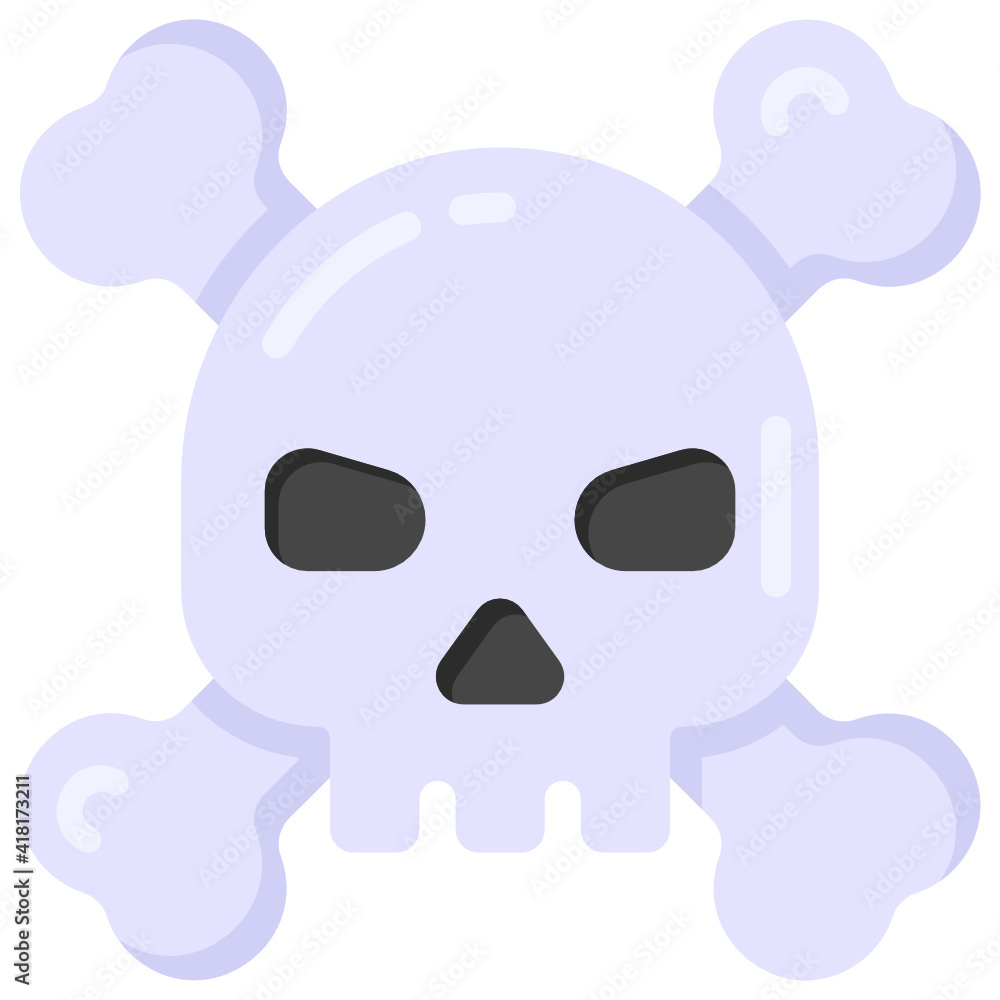 Poster a ghost skull icon in flat style