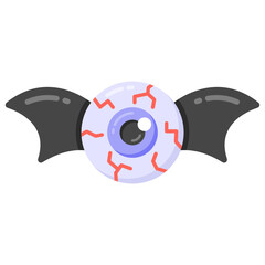 
A scary bat eyeball icon in flat editable style


