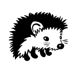 Cute hedgehog monochrome. Vector illustration
