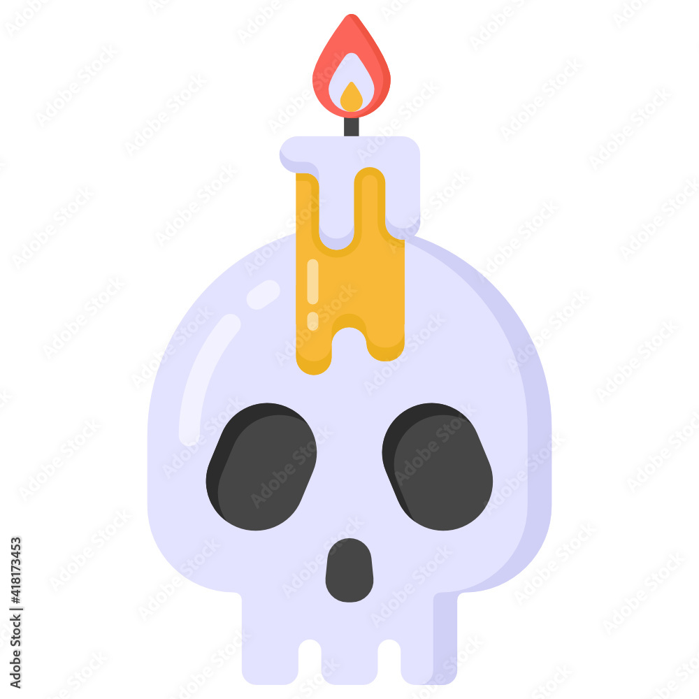 Poster a ghost skull icon in flat style