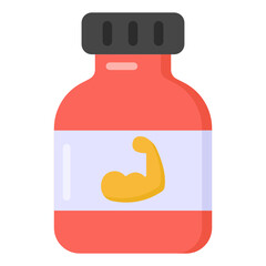 
Fitness booster supplement, flat icon design

