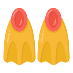
Flippers icon in flat vector design, swimming equipment  

