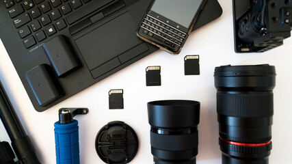 Laptop, Notebook, Phone, Lens, Card, Memory