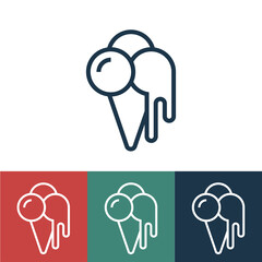 Linear vector icon with melting ice cream