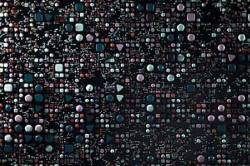 Data technology abstract futuristic illustration . Dots and lines on dark background. 3D