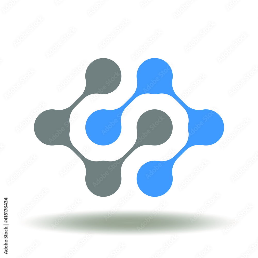 Aufkleber nano technology conceptual symbol. molecule atom structure lab science tech research vector icon.